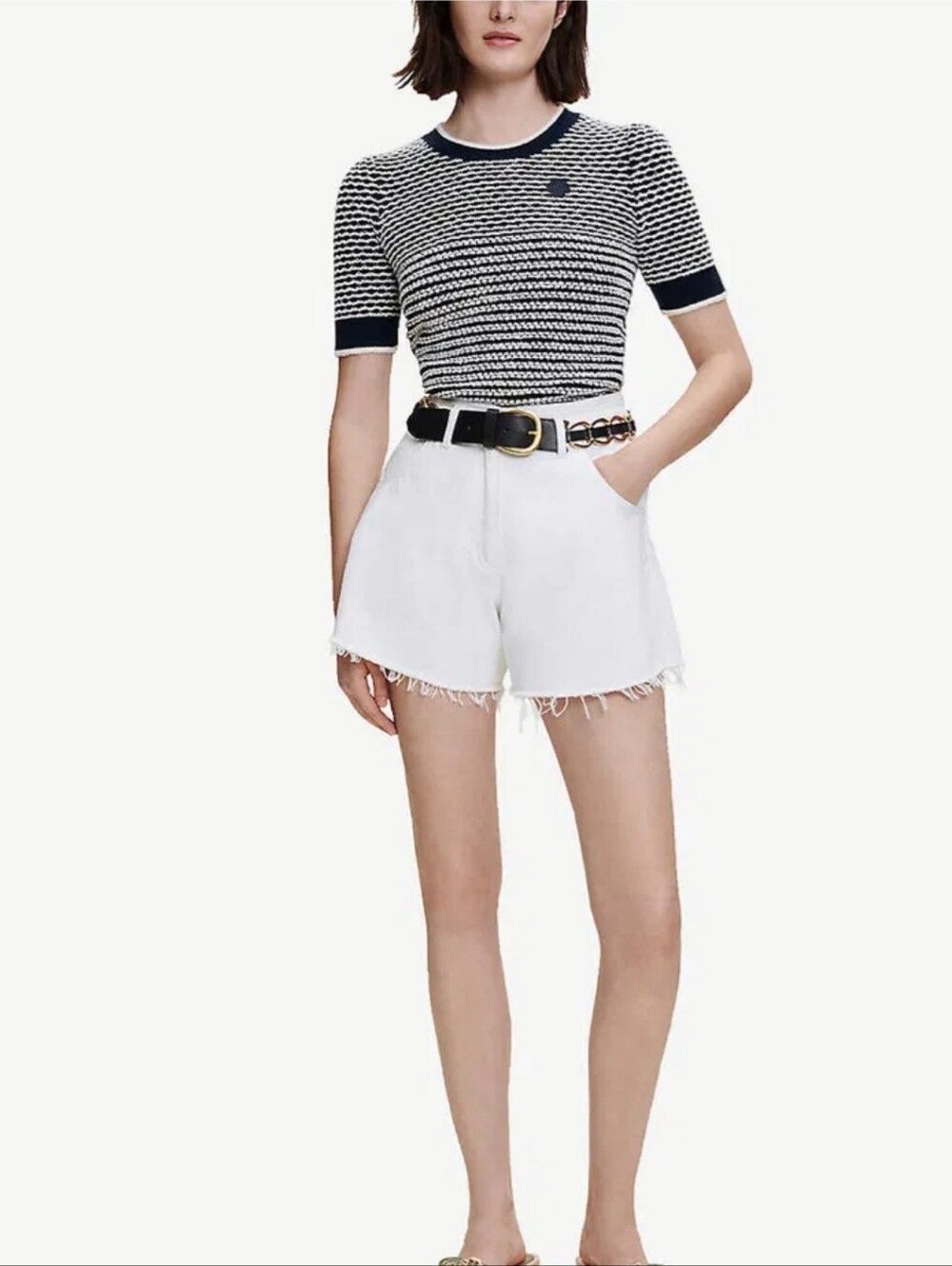 MAJE Momao Striped Knitted Top SMALL